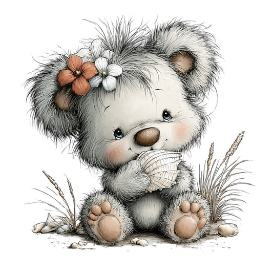 Whimsical Summer Teddy Bear Fabric Panel 2