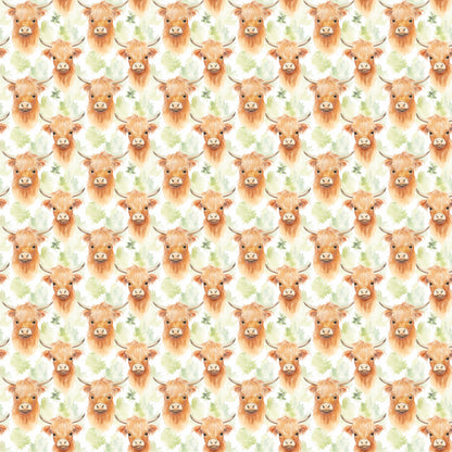 Funky Highland Cows Pattern 9 Quilting Cotton Fabric