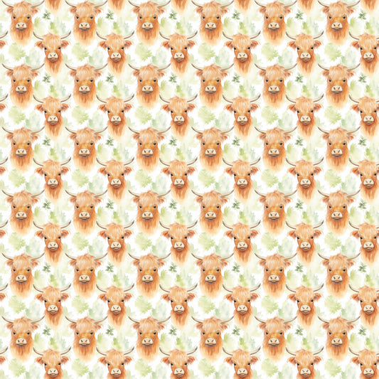 Funky Highland Cows Pattern 9 Quilting Cotton Fabric
