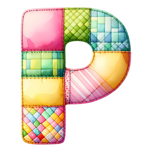 Pink Patchwork Alphabet Fabric Panel 27
