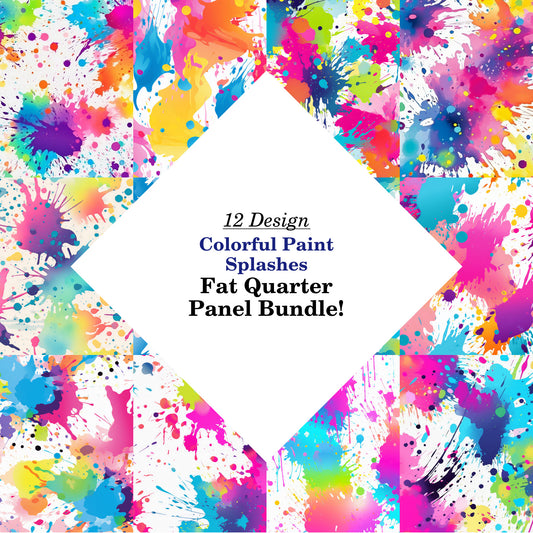 Colorful Paint Splashes Fat Quarter Bundle