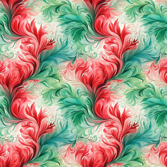 Watercolor Christmas Swirls Pattern 10 Quilting Cotton Fabric