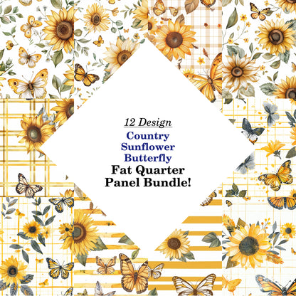 Country Sunflower Butterfly Fat Quarter Bundle