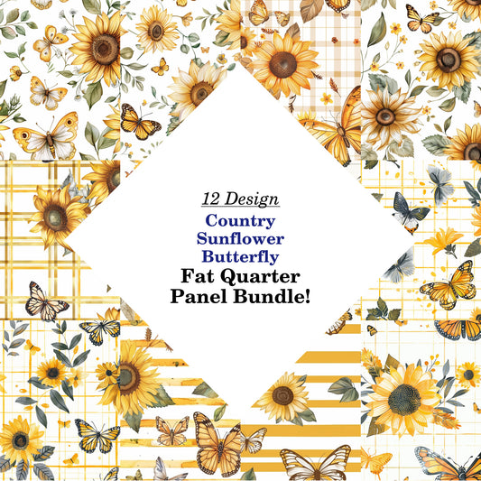 Country Sunflower Butterfly Fat Quarter Bundle