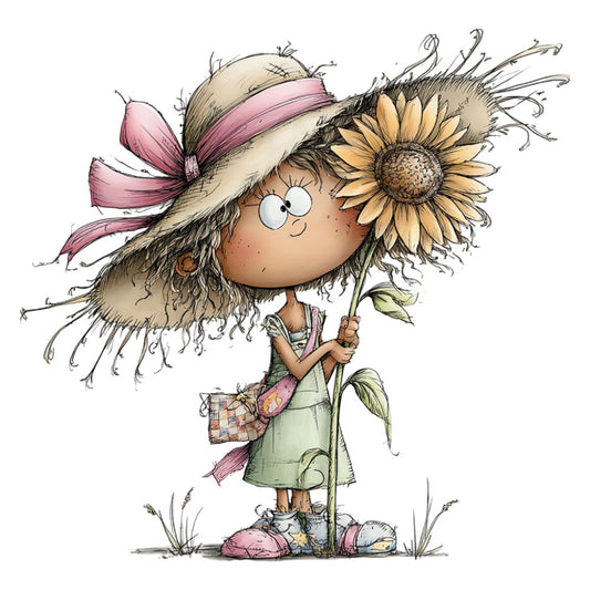 Whimsical Summer Girl Fabric Panel 7