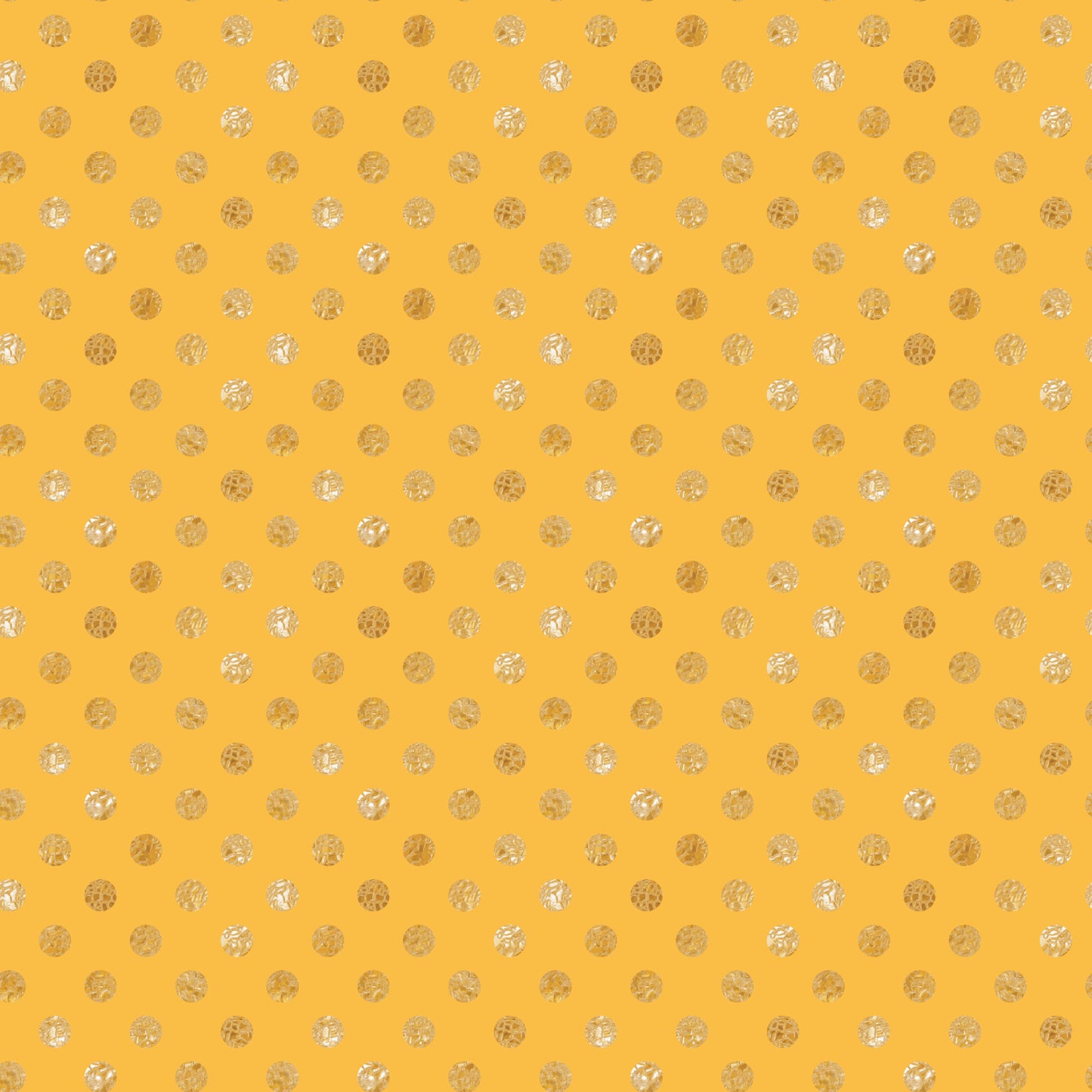 golden yellow, polka dots, circular patterns, metallic accents, geometric design, quilting cotton, fabric panel, celebration theme, gold foil, dotted pattern, bright yellow, shimmery dots, repeating motifs, cheerful mood, festive fabric, cotton material, small circles, uniform spacing, party theme, decorative dots