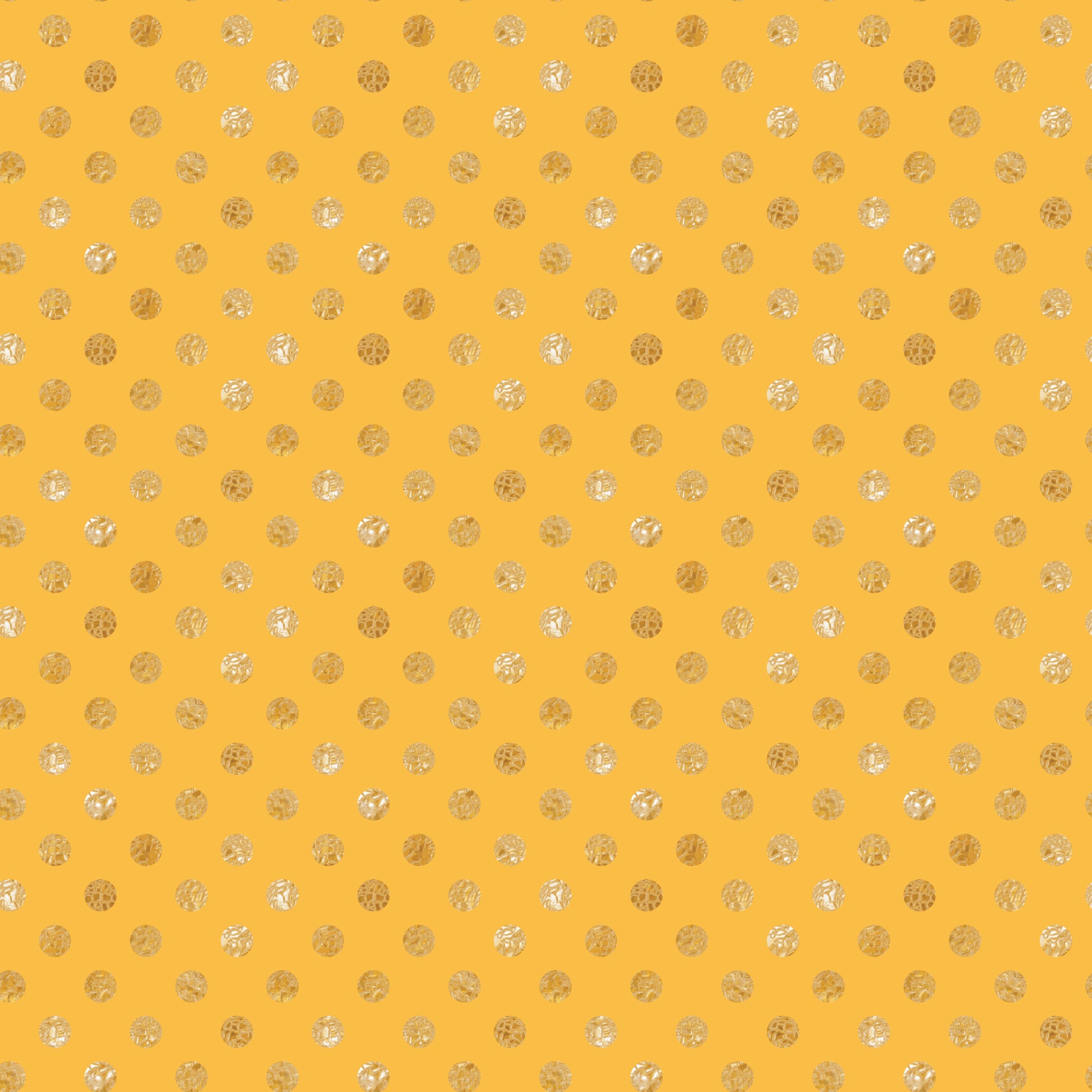 golden yellow, polka dots, circular patterns, metallic accents, geometric design, quilting cotton, fabric panel, celebration theme, gold foil, dotted pattern, bright yellow, shimmery dots, repeating motifs, cheerful mood, festive fabric, cotton material, small circles, uniform spacing, party theme, decorative dots