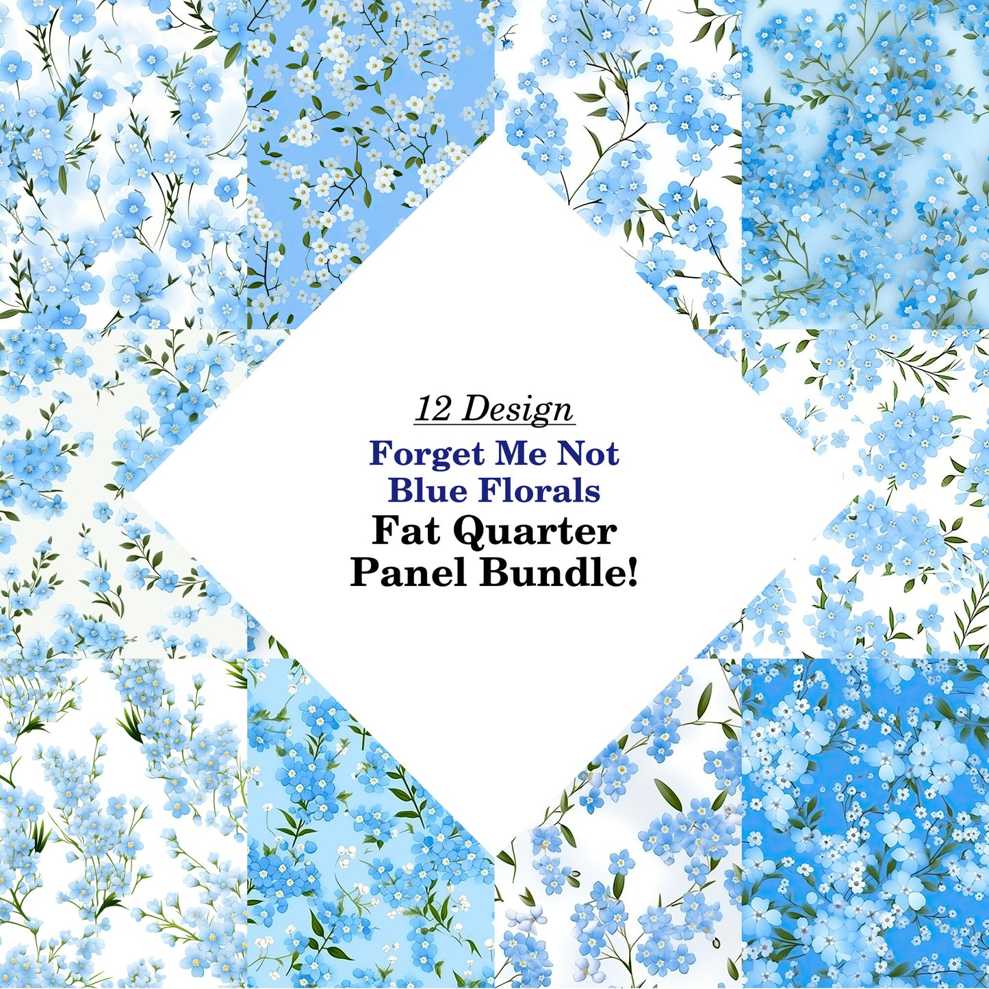 Forget Me Not Blue Florals Fat Quarter Bundle