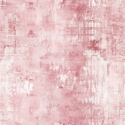 pink blush, dusty rose, mauve, coral pink, grunge pattern, distressed texture, weathered effect, vintage wash, faded appearance, crosshatch lines, scratched surface, worn fabric look, quilting cotton, fabric panel, abstract design, textured background, mottled finish, artistic grunge, soft pink tones, aged patina