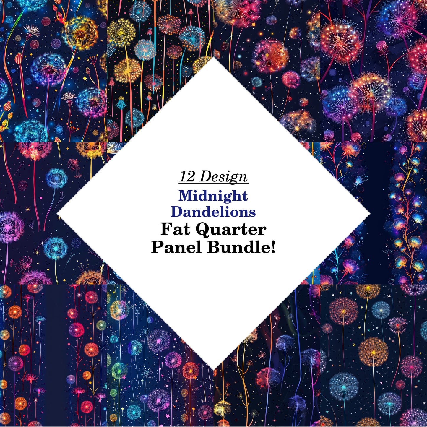 Midnight Dandelions Fat Quarter Bundle