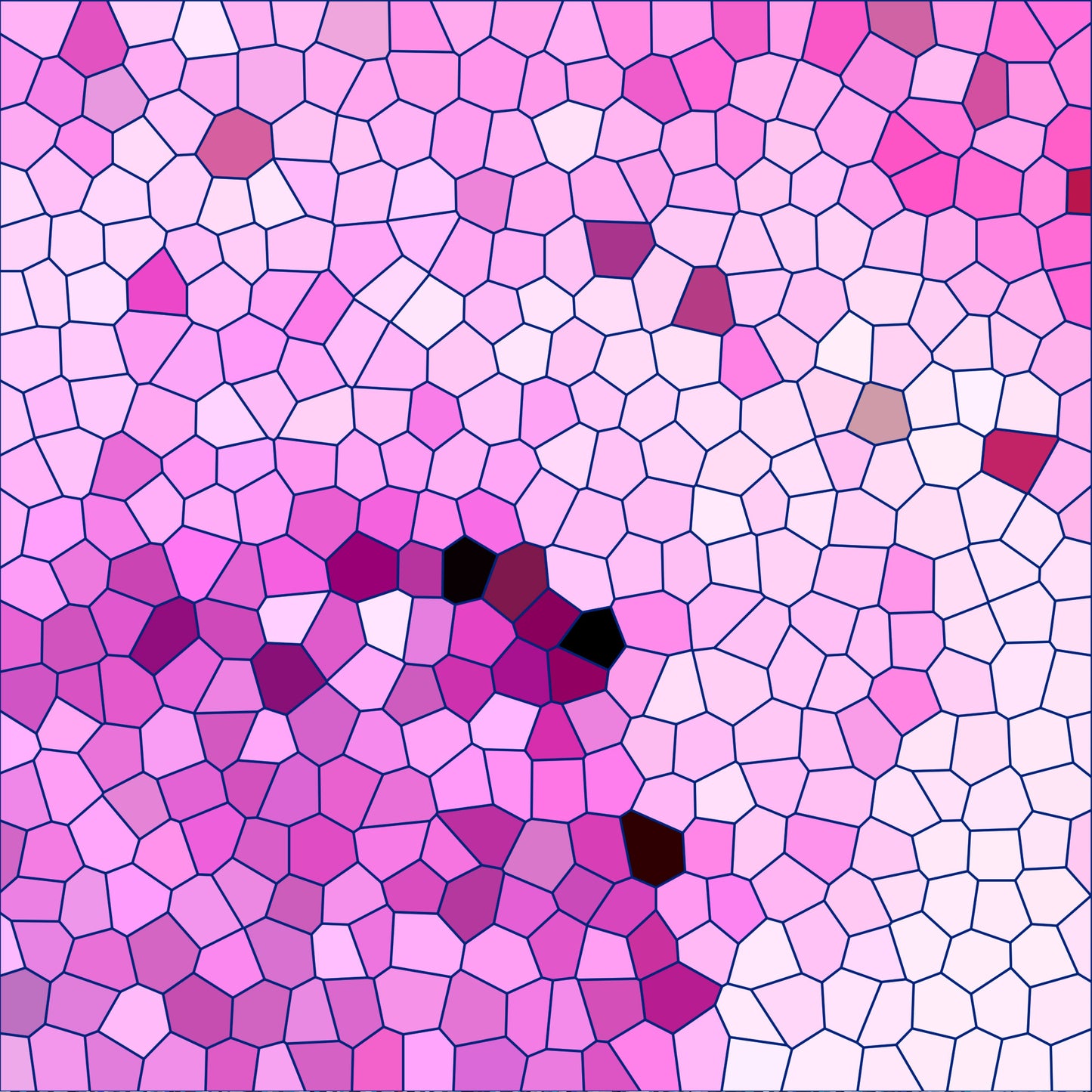 pink, magenta, fuchsia, lavender, pale pink, mosaic pattern, stained glass effect, geometric design, polygonal shapes, irregular cells, heart shape, love theme, romantic motif, quilting cotton, fabric panel, contemporary art style, modern aesthetic, valentine theme, crafting material, patchwork suitable