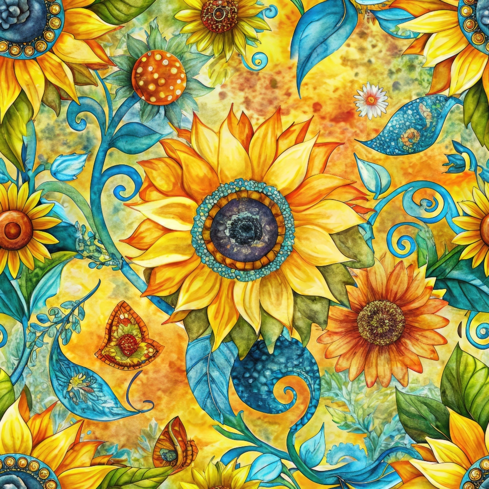 Daily Deal: Sunflower Fields Pattern 4 Quilting Cotton Fabric - 45" x 2 Yards"