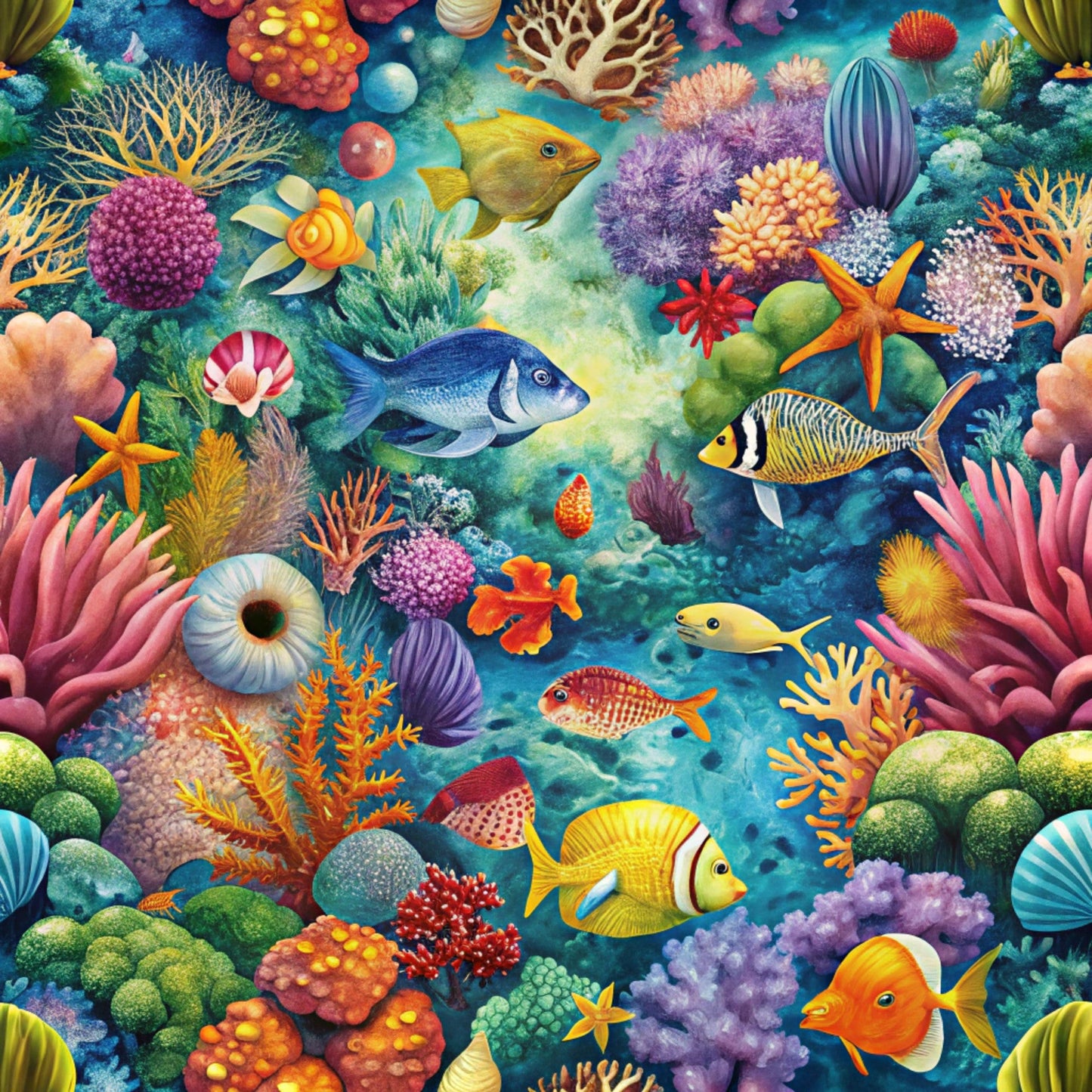 Daily Deal: Magical Sea Pattern 23 Quilting Cotton Fabric - 45" x 0.5 Yards"