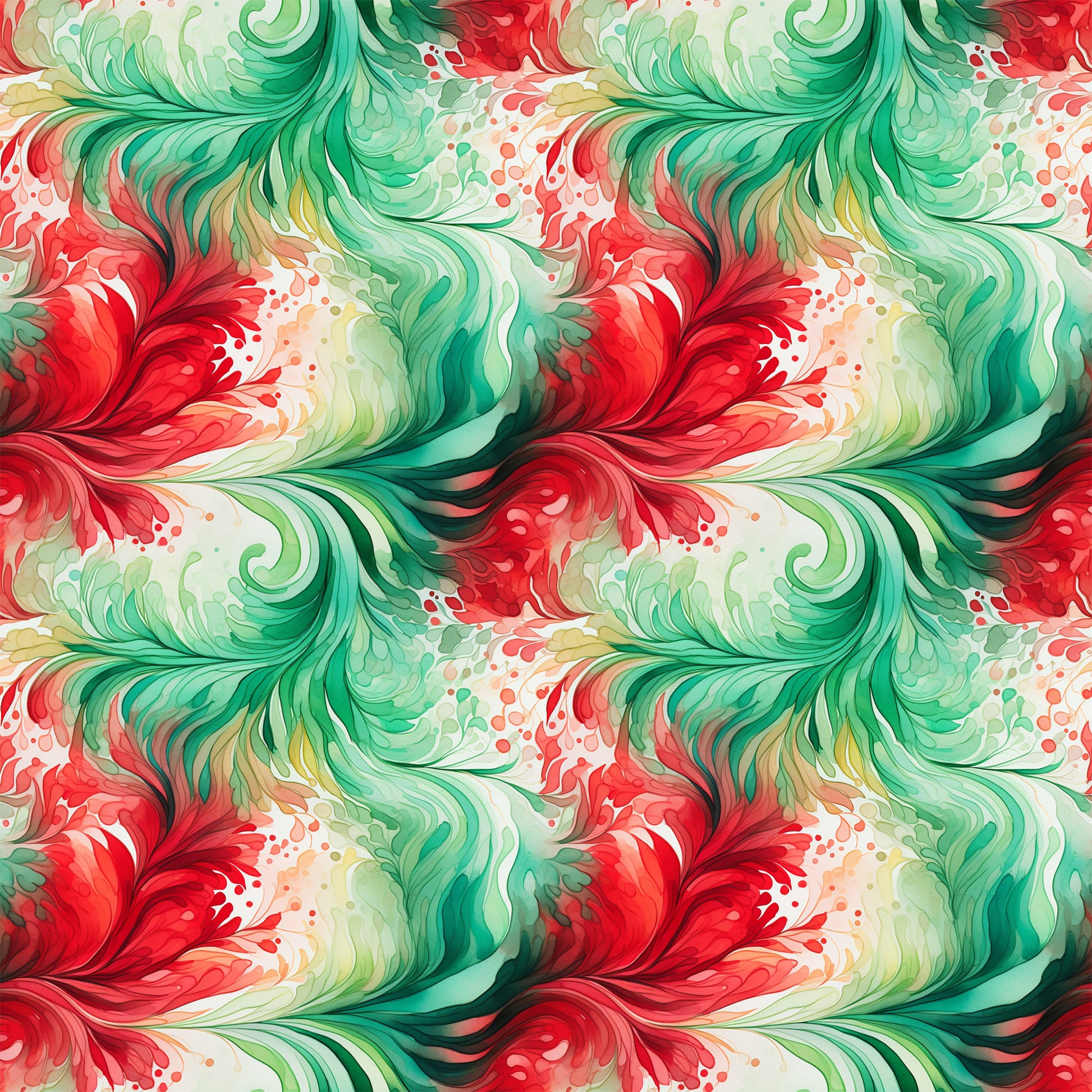 watercolor, christmas swirls, red, green, emerald, coral, flowing pattern, abstract swirls, holiday fabric, quilting cotton, seamless repeat, fluid design, festive colors, watercolor effect, organic curves, christmas themed, cotton fabric, decorative swirls, holiday crafting