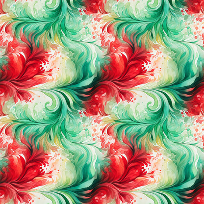 watercolor, christmas swirls, red, green, emerald, coral, flowing pattern, abstract swirls, holiday fabric, quilting cotton, seamless repeat, fluid design, festive colors, watercolor effect, organic curves, christmas themed, cotton fabric, decorative swirls, holiday crafting
