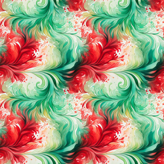 Watercolor Christmas Swirls Pattern 7 Quilting Cotton Fabric