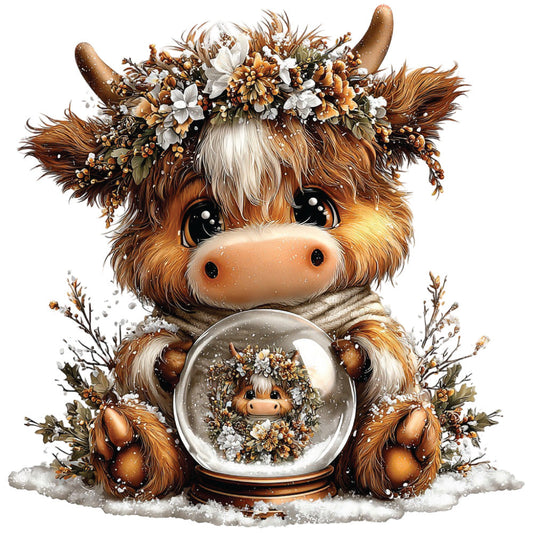 Christmas Highland Cow Fabric Panel 46
