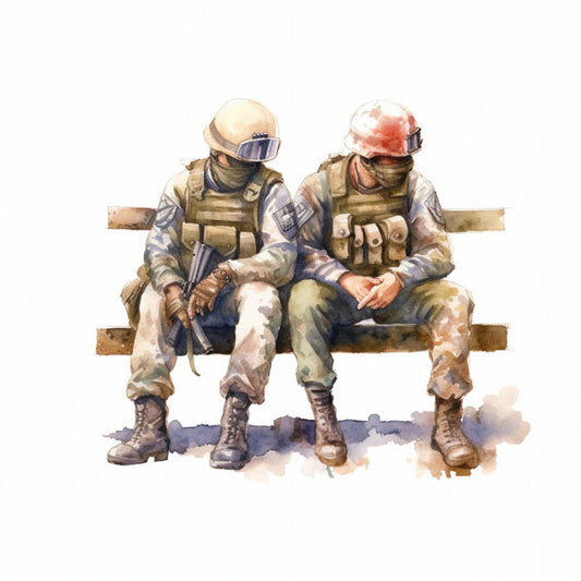 Watercolor Military Fabric Panel 25