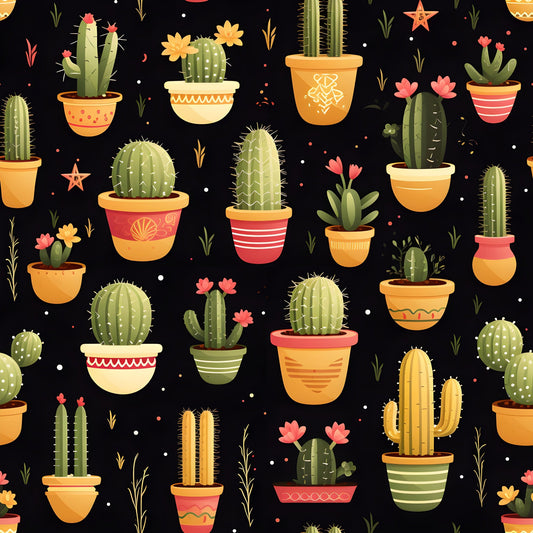 Daily Deal: Retro Cactus Pattern 8 Quilting Cotton Fabric - 118" x 1 Yard"