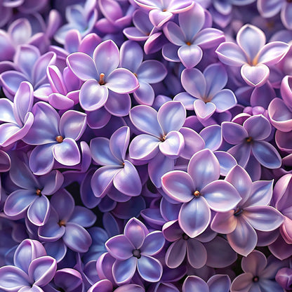 purple flowers, lilac blossoms, lavender petals, realistic floral, botanical pattern, spring flowers, delicate petals, clustered blooms, nature motif, quilting cotton, fabric panel, soft purple, periwinkle blue, photorealistic style, floral design, garden flowers, blooming pattern, textile print, crafting fabric, sewing material