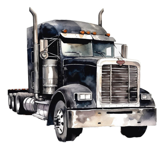 Watercolor Semi Truck Fabric Panel 5