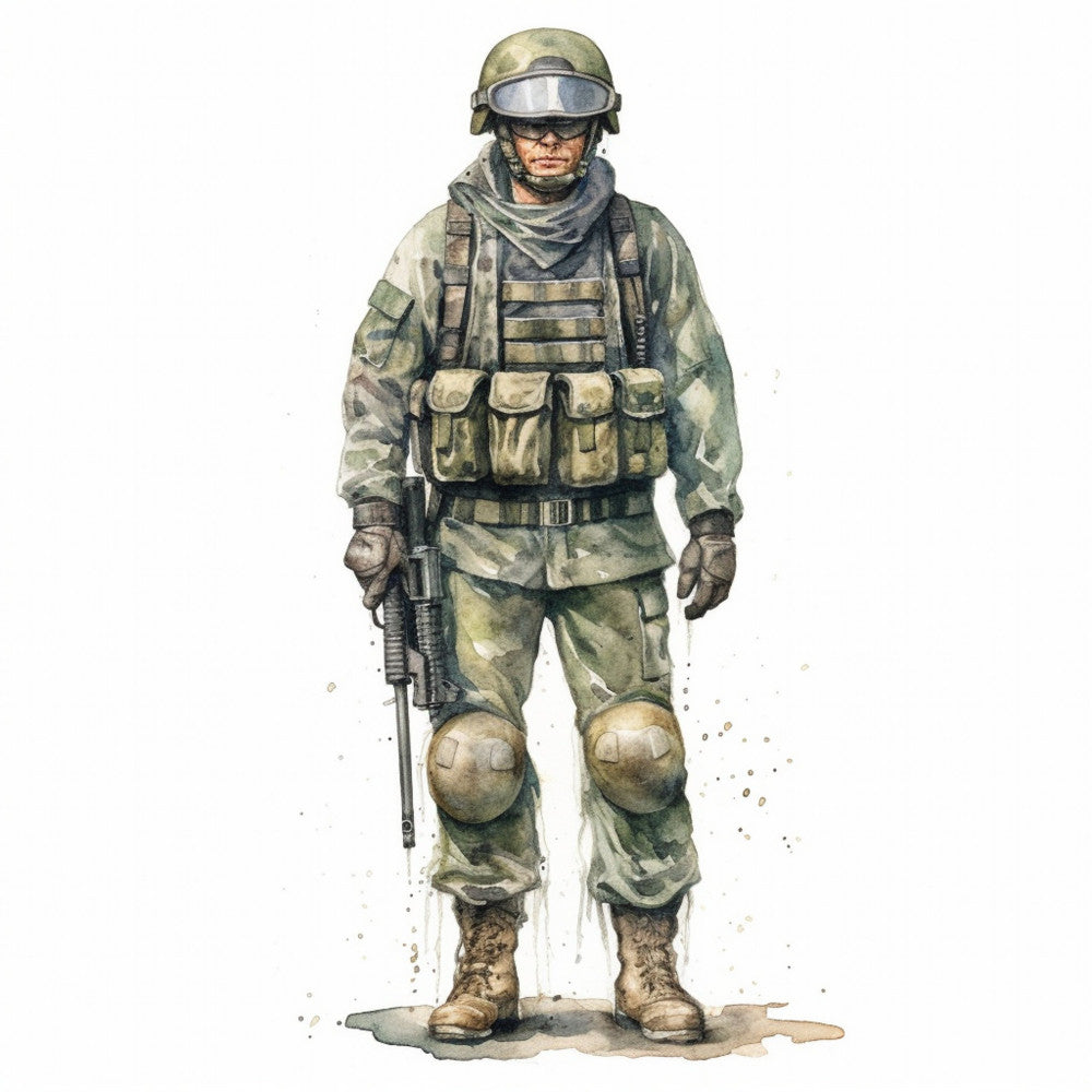 Watercolor Military Fabric Panel 21