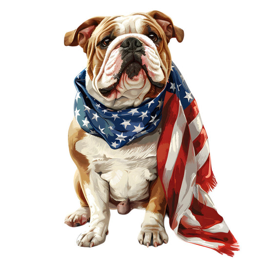 Dogs with American Flag Fabric Panel 3