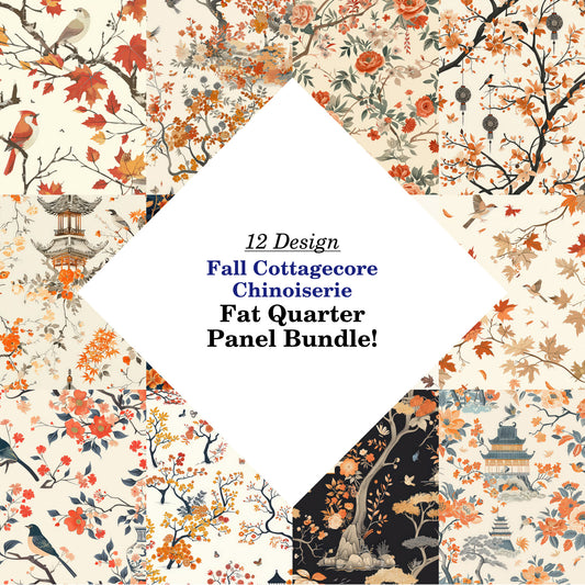 Fall Cottagecore Chinoiserie Fat Quarter Bundle