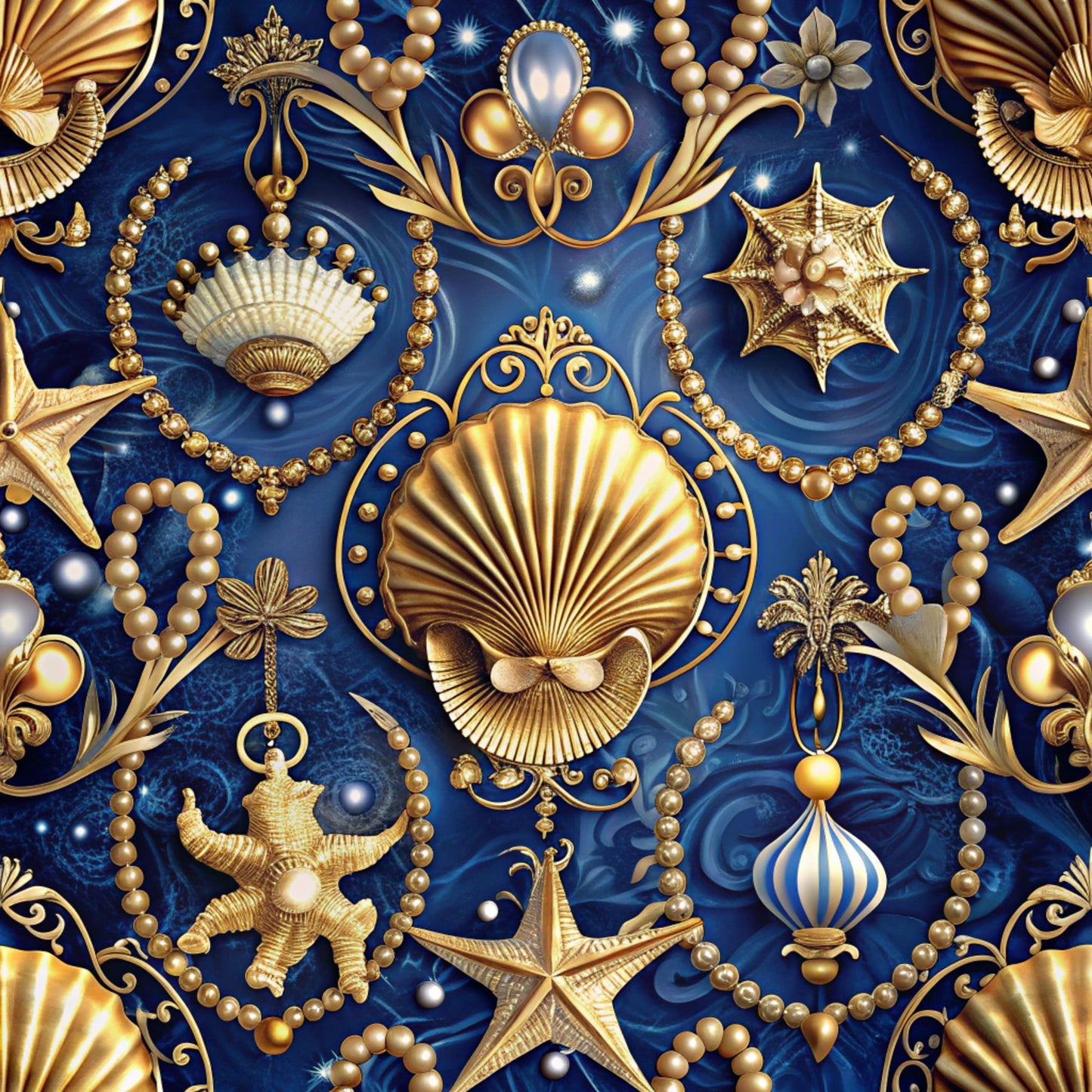 Magical Sea Pattern 4 Quilting Cotton Fabric