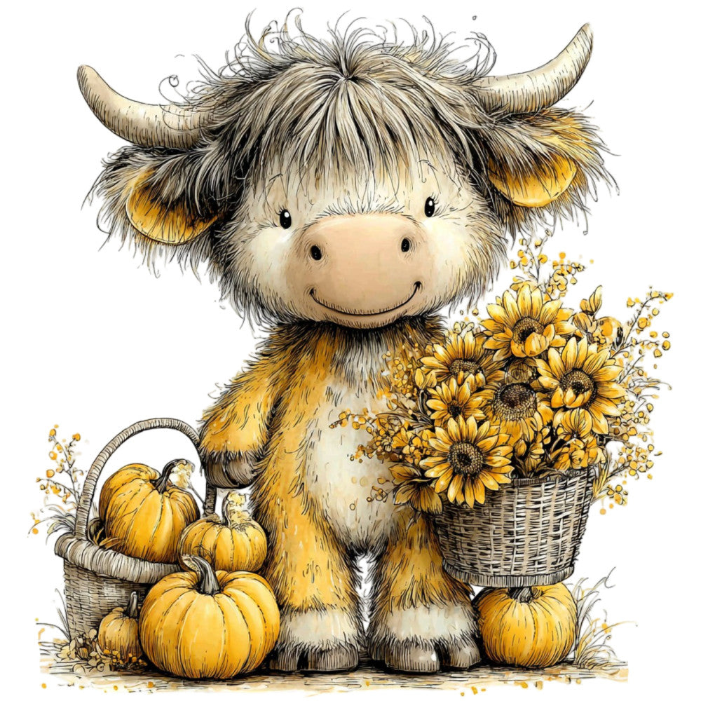 Yellow Highland Cow Fabric Panel 23