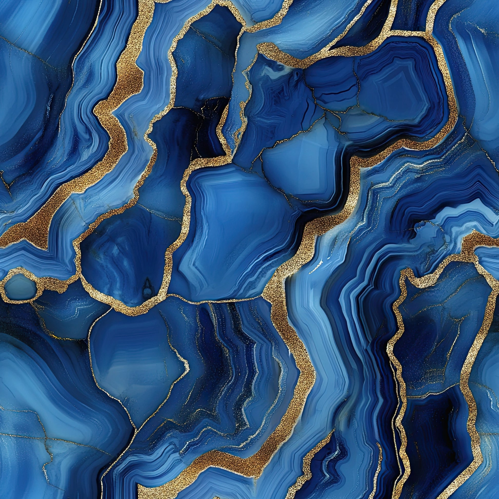 royal blue, navy blue, gold, metallic gold, agate pattern, geode design, marbled texture, flowing lines, organic shapes, mineral pattern, luxurious, elegant, quilting cotton, fabric panel, geological, natural stone, swirled design, crystalline, precious stone, modern abstract