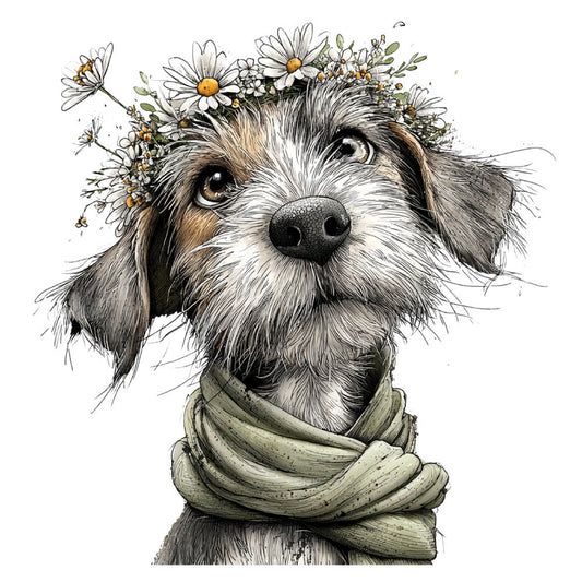 Whimsical Spring Dogs Fabric Panel 11