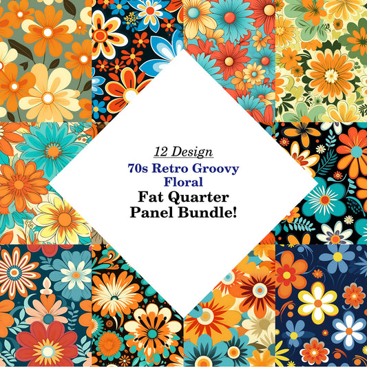 70s Retro Groovy Floral Fat Quarter Bundle