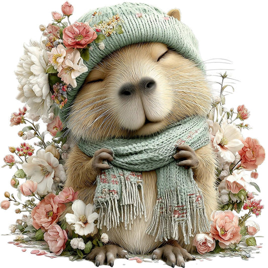 Whimsical Fall Autumn Capybara Fabric Panel 20