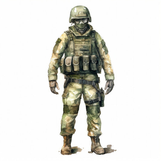 Watercolor Military Fabric Panel 5