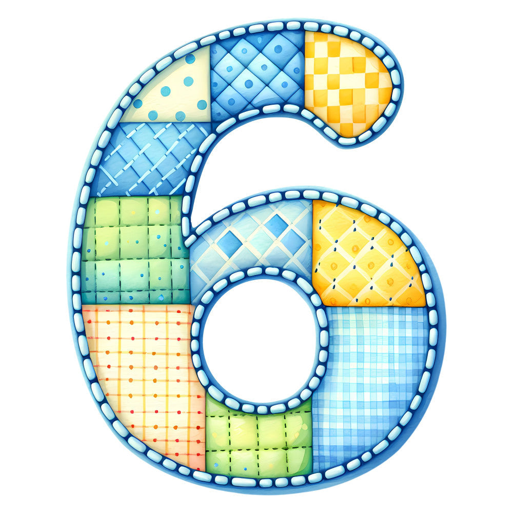 Blue Patchwork Alphabet Fabric Panel 48