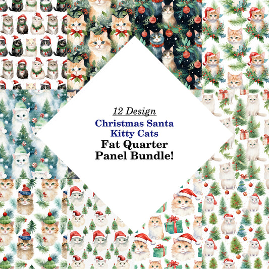 Christmas Santa Kitty Cats Fat Quarter Bundle