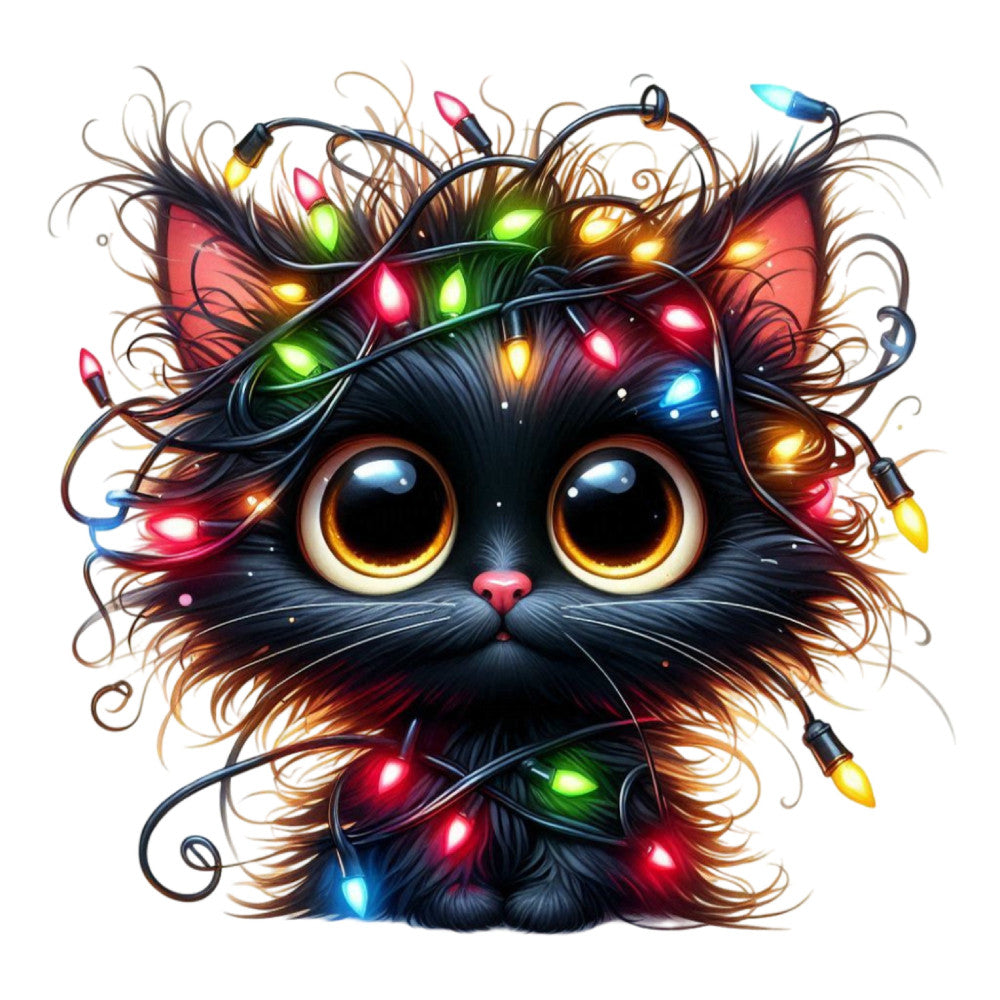 Tangled Christmas Cat Fabric Panel 7