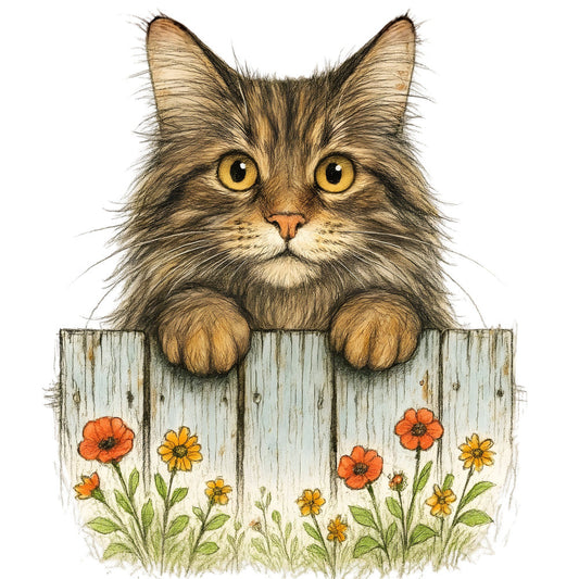 Kittens Peeking Over Fence Fabric Panel 3