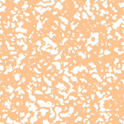 peach, orange, white, grunge pattern, distressed texture, abstract design, speckled, splatters, vintage style, weathered look, quilting cotton, fabric panel, craft material, textured background, artistic pattern, mottled surface, irregular spots, contemporary design