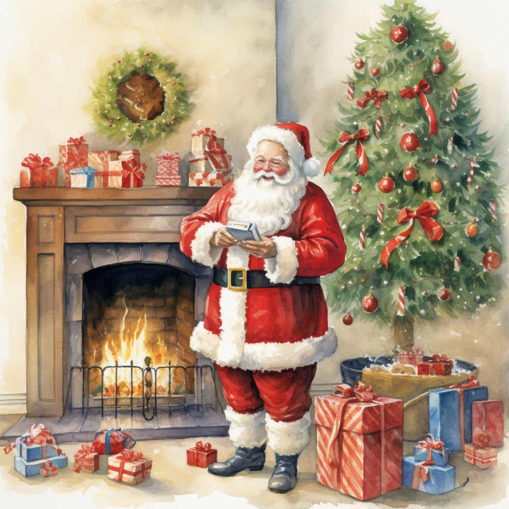 Santa Claus Christmas Scene Fabric Panel 21