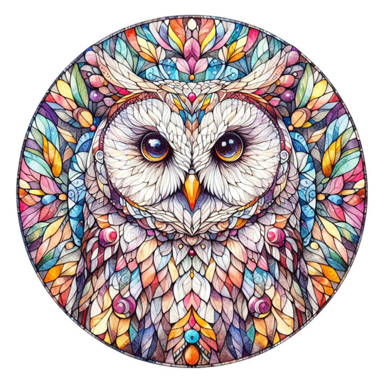 Stained Glass Owl Fabric Panel 17
