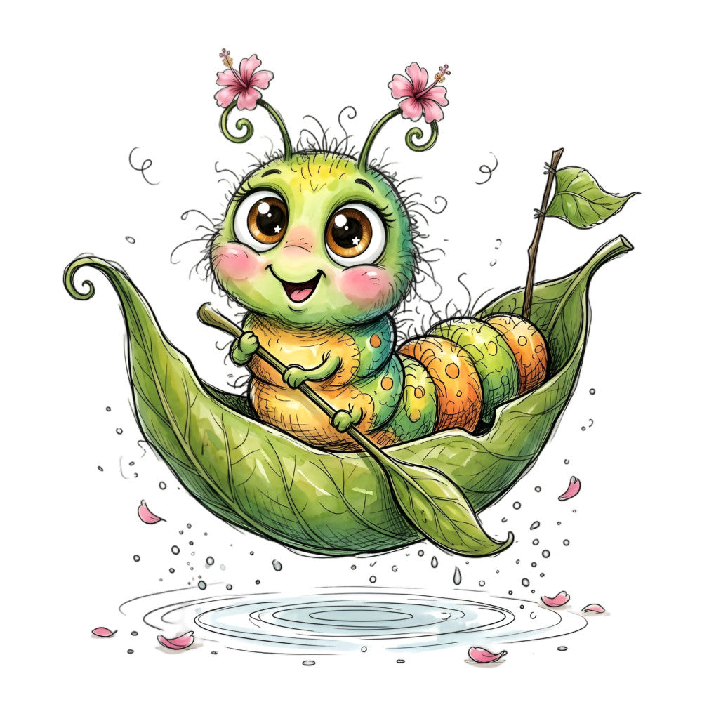 Summer Whimsical Caterpillar Fabric Panel 7