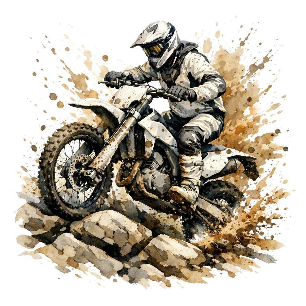Watercolor Dirt Bike Fabric Panel 15