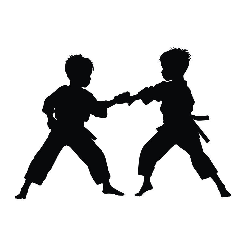 Karate Silhouette Fabric Panel 9