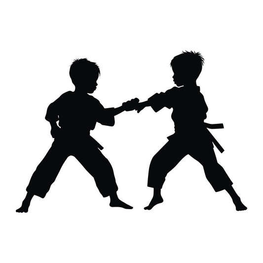 Karate Silhouette Fabric Panel 9