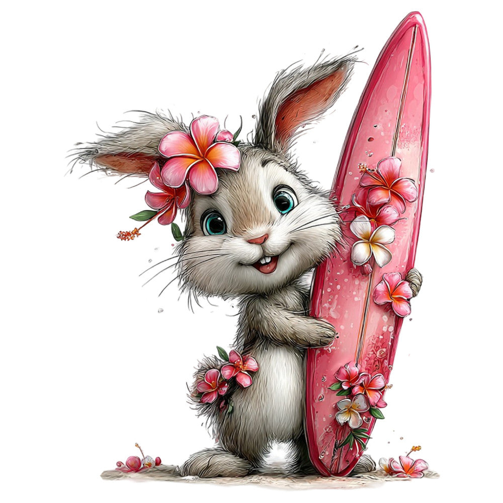 Whimsical Summer Bunny Fabric Panel 27