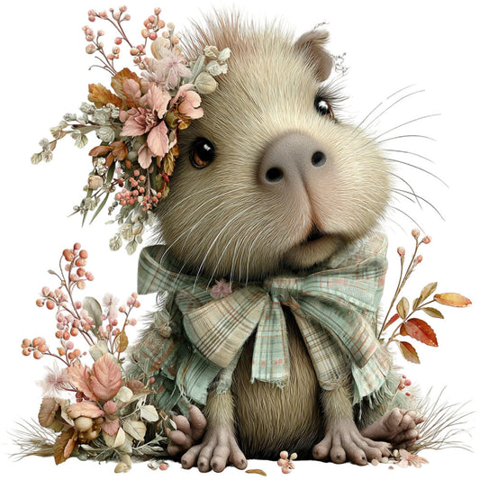 Whimsical Fall Autumn Capybara Fabric Panel 31