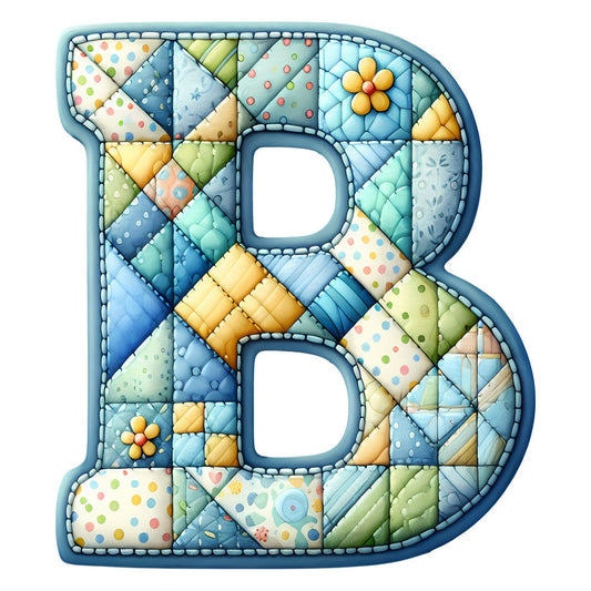 Blue Patchwork Alphabet Fabric Panel 35