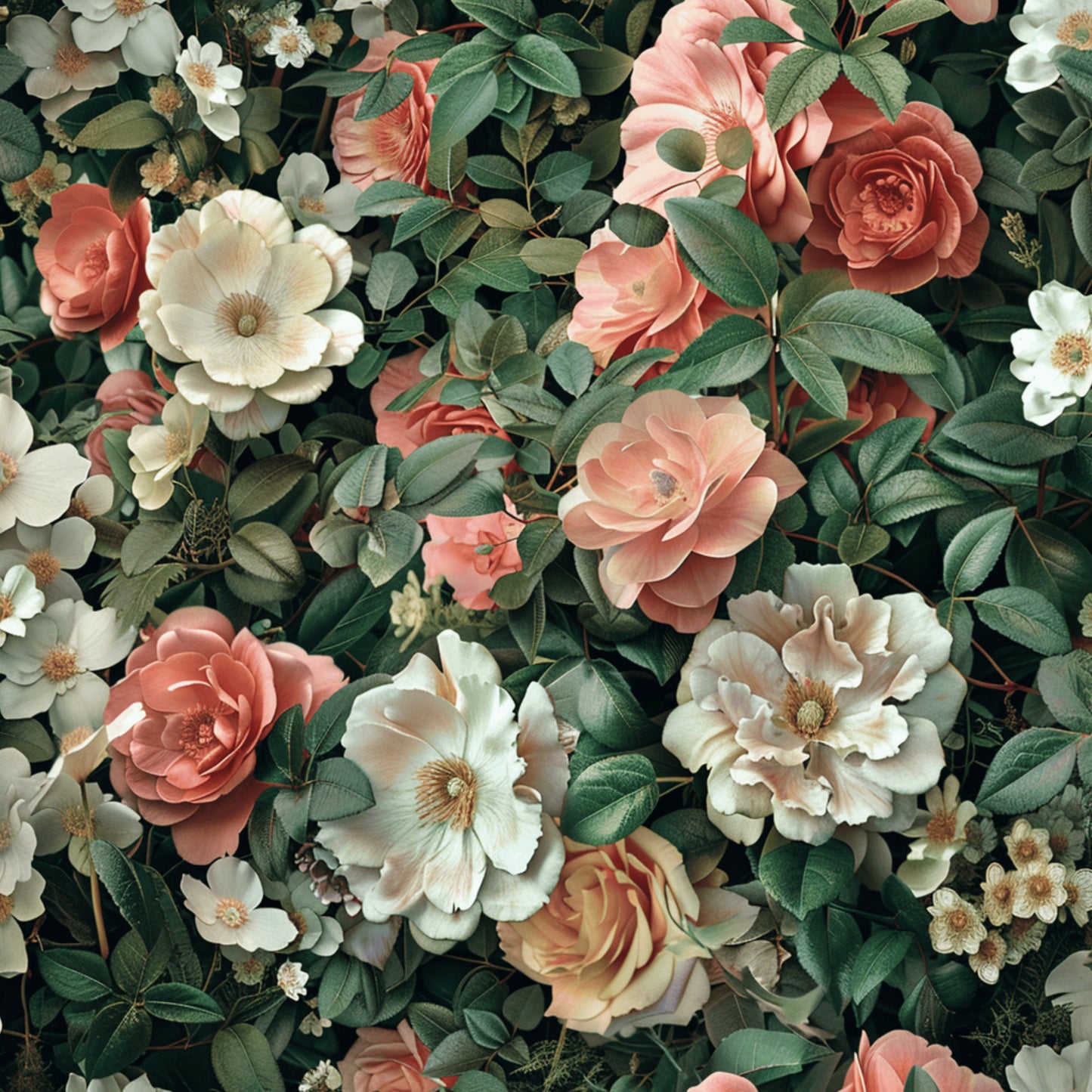 Realistic Flower Patch Pattern 9 Quilting Cotton Fabric